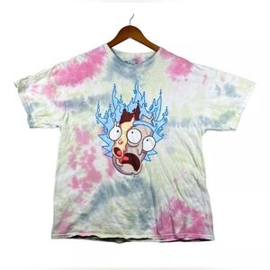 Rick and Morty LSD Festival Graphic T-shirt Men Adult Large Blue Tie Dye